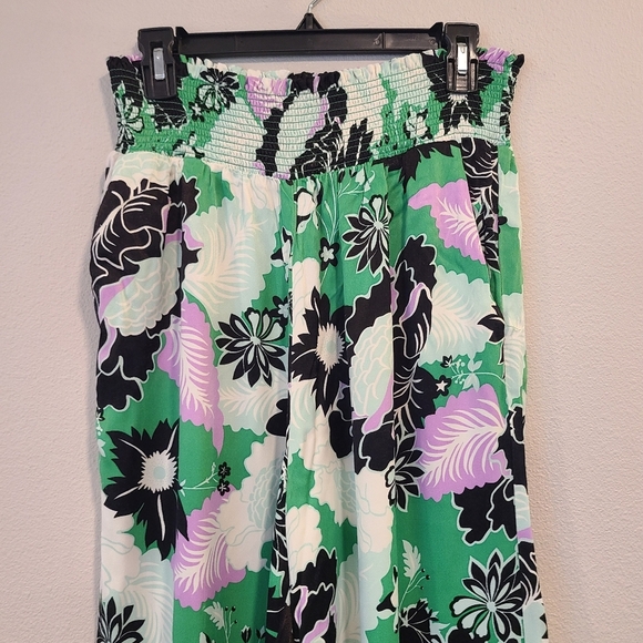 Anthro Maeve The Saria Smocked Wide Leg Floral Pants - Picture 4 of 8